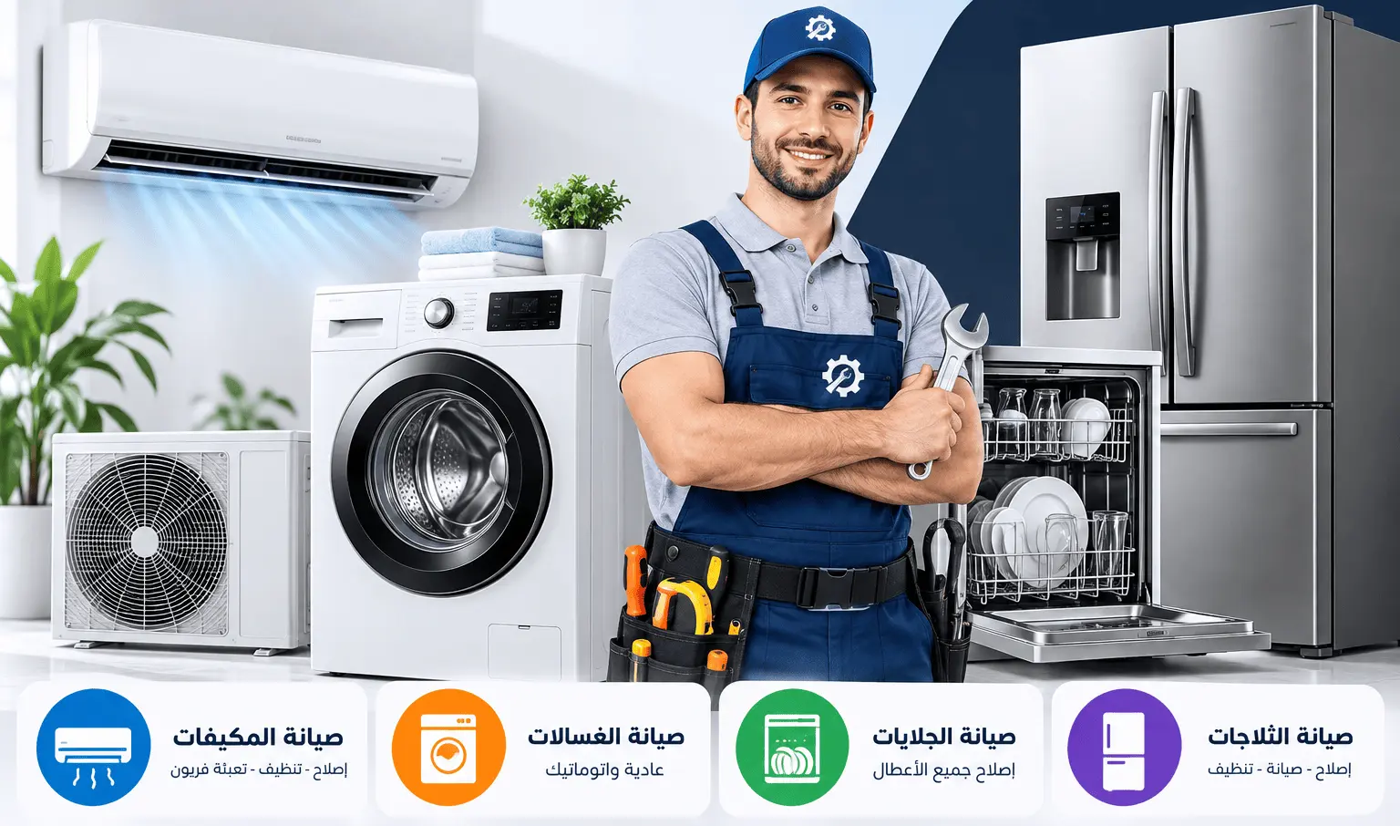 فني صيانة أجهزة منزلية في الطائف - تكييف، غسالات، جلايات وثلاجات
